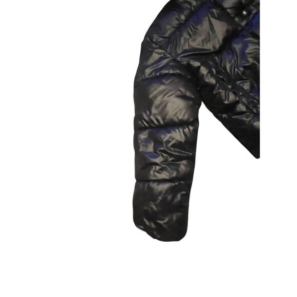 Sam Edelman Puffer Jacket Shiny With Detachable Hood Kids Black Size S 7/8 - Picture 5 of 14